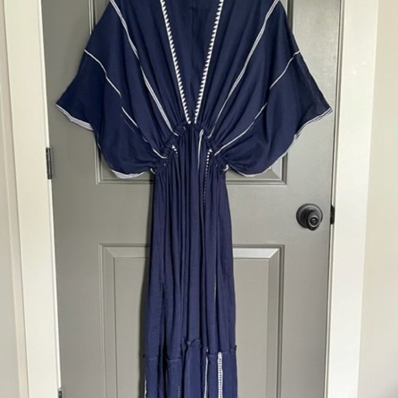 NWT Lemlem Leila Plunge Dress in Nunu Navy, Size Medium - Picture 6 of 9